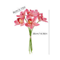 6Pcs/Lot Flores Artificiales De Seda Orchid Magnolia Cymbidium Para Decoración De Casa Fiesta De Primavera Y Bodas - details 7