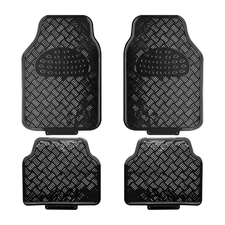 Juego de Alfombrillas Coche Antideslizante 4pcs Diseño Metálico,Alfombras Coche Universal,Color Negro,Azul,Carbon,Plata - 1