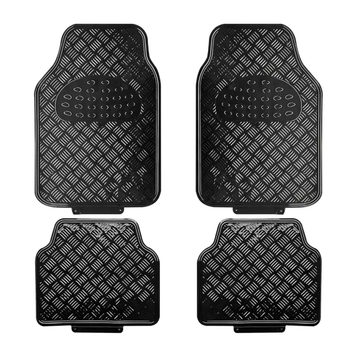 Juego de Alfombrillas Coche Antideslizante 4pcs Diseño Metálico,Alfombras Coche Universal,Color Negro,Azul,Carbon,Plata - 1