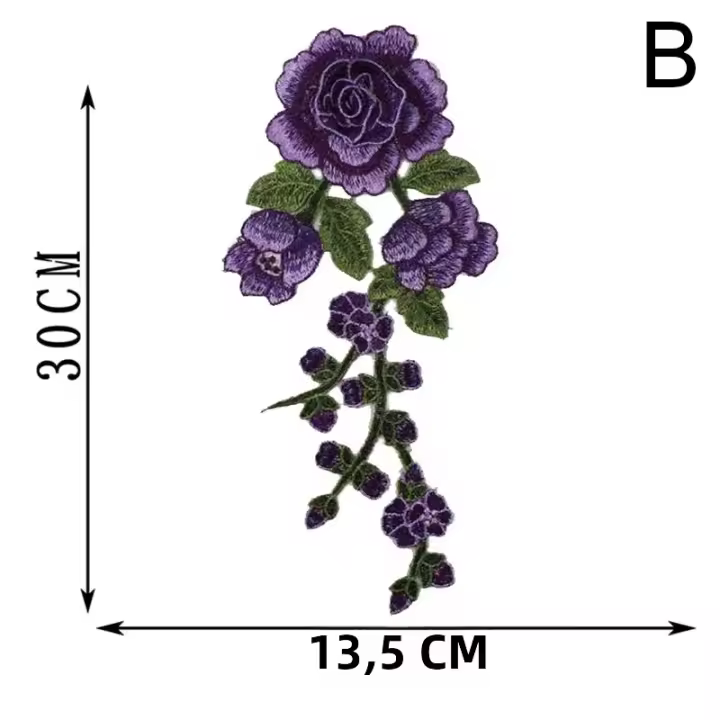 1PC Parche Bordado De Rosas Para Ropa DIY Adhesivo De Flores Aplicaciones Para Reparación Y Moda Accesorios De Telas - 1