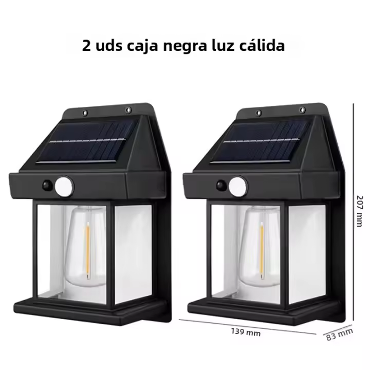 2PCS Luz Solar Exterior Jardín Inducción Corporal Lámpara De Pared Para Casa Villa Balcón Decorativa IP65 Impermeable - 1