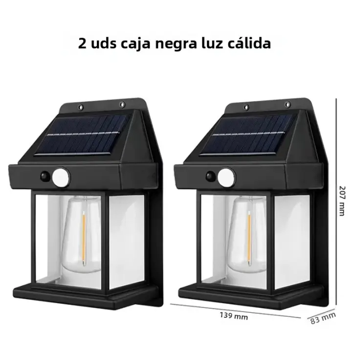 2PCS Luz Solar Exterior Jardín Inducción Corporal Lámpara De Pared Para Casa Villa Balcón Decorativa IP65 Impermeable - 1