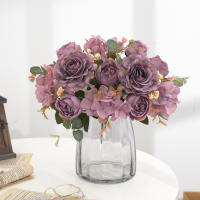 Bouquet De Flores Artificiales Con Hydrangea Y Peonías Sintéticas Para Decoración De Hogar Y Bodas Centros De Mesa Falsas - details 19