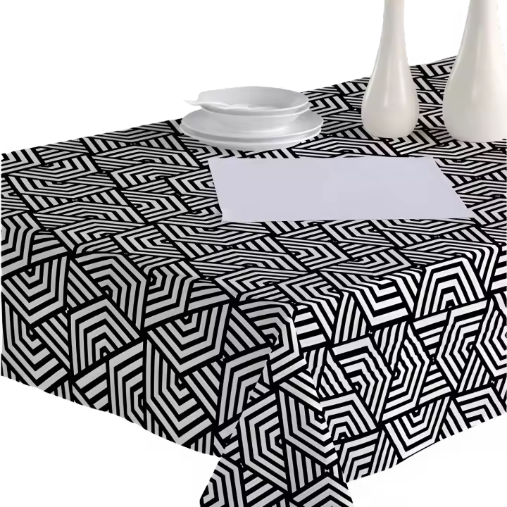 Mantel Tela Resinada Anti manchas HuleHule Tex Estampado Hojas disponible en color: Negro, Gris y Beige - OSLO NEGRO - 1
