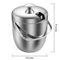 Cubeta De Hielo Aislada De Acero Inoxidable Doble Capa 2.8L Con Tapa Y Piedras De Hielo Para Rociador De Cerveza Vino Refrigerador - details 0