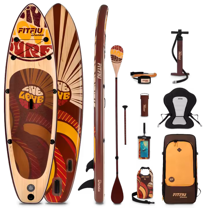 FITFIU FITNESS DANTA - Tabla Paddle Surf Hinchable 320x81x15 cm, Sup Inflable con Doble Remo Ajustable, Bomba, 3 Aletas y Mochila, Estable y Resistente para Todos los Niveles - 1