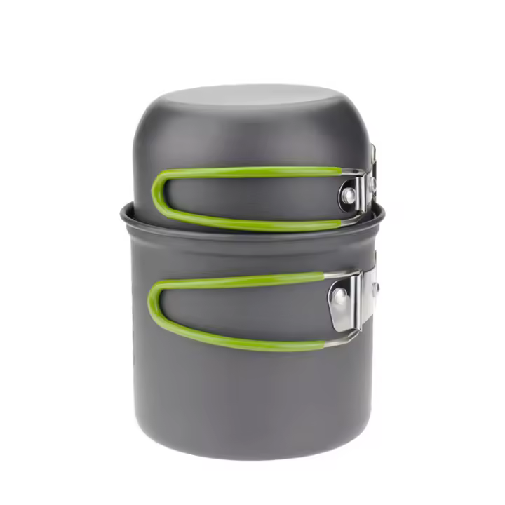 Juego De Cocina Para Camping De Un Solo Persona En Aleación De Aluminio Pesado Y Compacto Para Viajes Y Acampar - 1