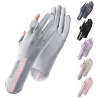 Guantes de Protección solar para Mujer, de Verano, Medios y largos, Finos, antideslizantes, de Seda de Hielo, para conducir, Anar en Bicicleta, para llevar, Pescar, guantes De Dos Dedós con fugas - details 3