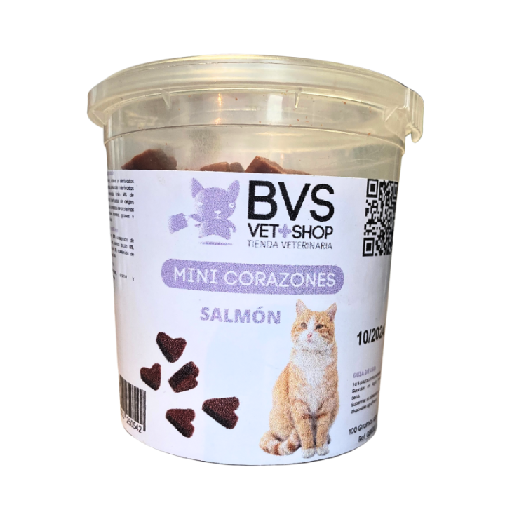 Mini Corazones Salmón o Pollo para Gato | Snack elaborado con ingredientes naturales, resulta muy sabroso, ideal para ofrecerle a tu mascota de recompensa | BARAKALDO VET+SHOP