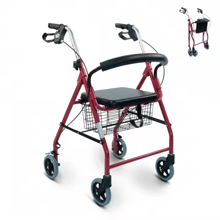 Mobiclinic® Andador de 4 ruedas Rollator Plegable Ligero con asiento Frenos de maneta Andador para ancianos Aluminio resistente Alhambra Gris - 1