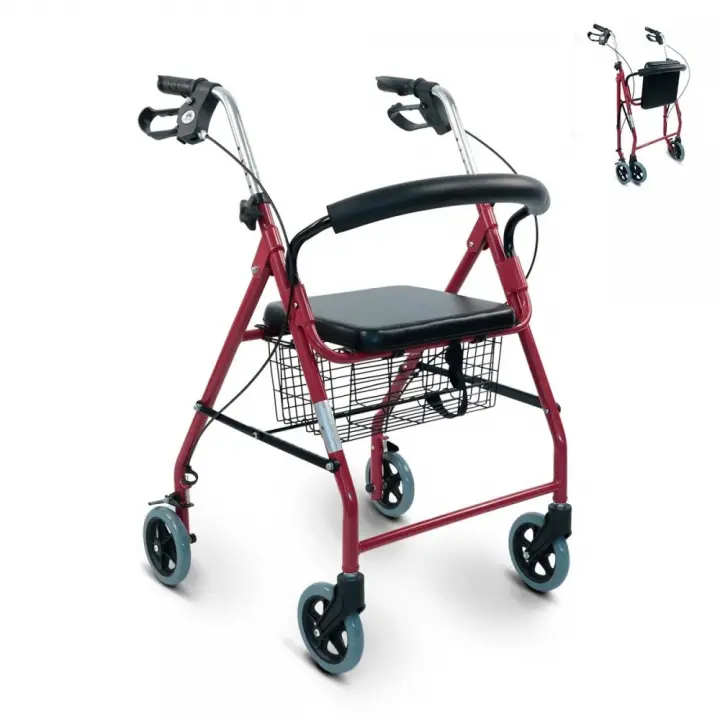 Mobiclinic® Andador de 4 ruedas Rollator Plegable Ligero con asiento Frenos de maneta Andador para ancianos Aluminio resistente Alhambra Gris - 1