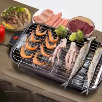 Barbacoa Teppanyaki sin Humo, Parrillas eléctricas multifunción de 1300W, Bandeja De Barbacoa Parrilla Sin Humo Mesa De Barbacoa Interior Parrilla Eléctrica Barbacoa De Estilo Coreano Placa Antiadherente, Control De Calor Termostático Ajustable - details 0
