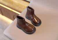 Botas De Moda Para Niños 2024 Calzado Invernal Cálido Para Niñas Y Niños Cuero PU Impermeable Casual De Alta Calidad Retro - details 5