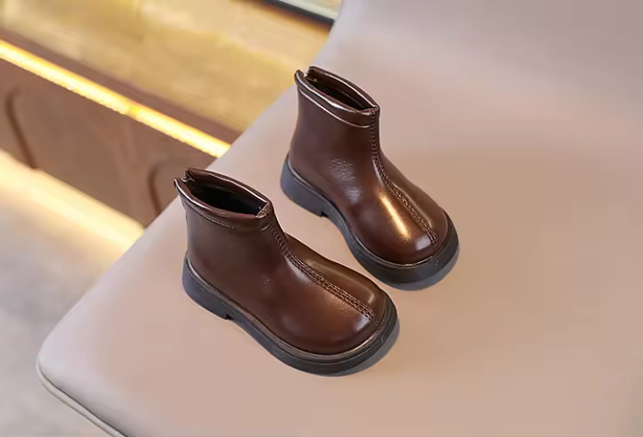 Botas De Moda Para Niños 2024 Calzado Invernal Cálido Para Niñas Y Niños Cuero PU Impermeable Casual De Alta Calidad Retro - 1