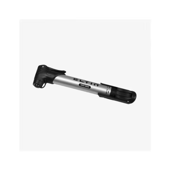 ELTIN - Hinchador Mini Aluminio Válvula Automática Plata - Presión Hasta 80 PSI - Himchador para Bicicletas - Bomba para Ruedas de Válvula Schrader y Presta - Eltin Ciclismo - 1