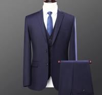Traje De Negocios Slim-fit Para Hombre Con Chaleco De Solapa Sencilla Y Dos Botones Color Sólido Conjunto De 3 Piezas Moda Casual - details 13