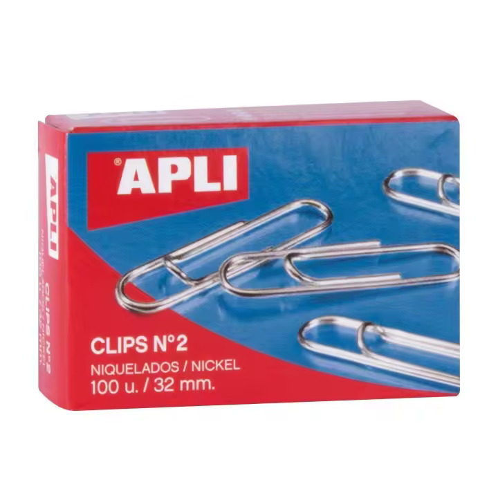 APLI CLIPS NIQUELADOS Nº2-32MM CAJA DE 100 - 1