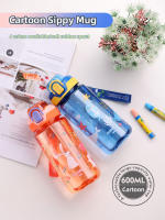 Botella De Agua Para Niños 600ml Con Palanca De Silicona Y Estilo Dinosaurio Resistente Al Desbordamiento Plástico Ecológico Para Verano - details 0