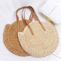 Bolso De Hombro Hecho a Mano Con Paja Vintage Bolso De Playa Redondo Bohemio Verano Casual Bolsa De Rattan Círculo Raffia Para Mujer - details 13