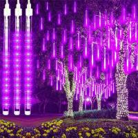 Luces De Lluvia Solar Meteórica Al Aire Libre Con 8 Tubos 192/288 LEDs Luces De Cadena Para Decoración De Jardín Árbol Y Fiesta Navideña - details 10