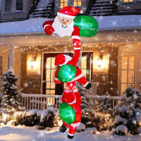 Inflable De Navidad 2.4M Tres Clausulas Subiendo Con Luz Interior De LED Decoración De Jardín Exterior Propiedades Navideñas De Tela - details 2