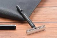 Cuchilla De Afeitar De Seguridad Para Hombres YAQI Con Mango De Aluminio Negro Y Cromado Ligero Excalibur Doble Faja Para Rostro - details 1