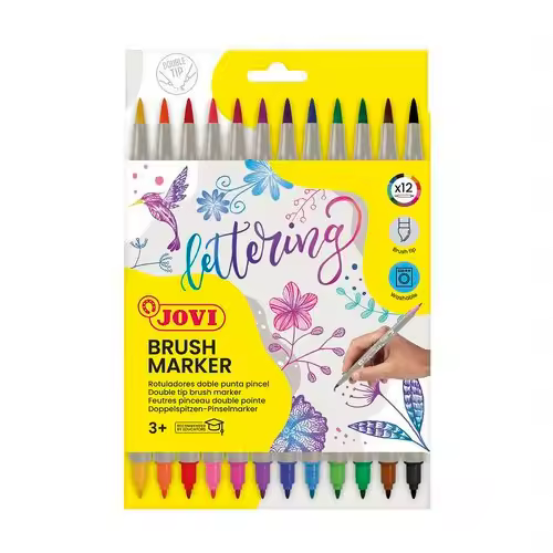 JOVI ROTULADOR JOVI BRUSH MARKER DOBLE PUNTA 12 COLO SURT BRUSH MARKER 225x151x13 Cms. - 1