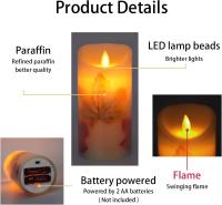 Velas LED de hoja de Arce, Juego de 3, Velas Blancias Cálidos sin llama, funcionian con Pilas con mecha parpádeante, remote control Y temporizador para decoración, de Boda Vela (hoja de Arce) - details 2