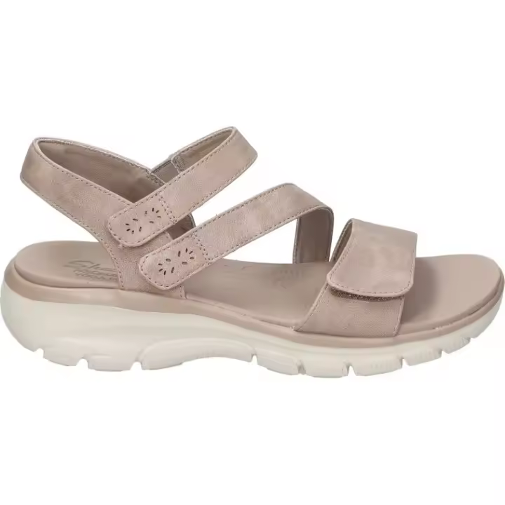SKECHERS | Sandalias Relaxed Fit Easy Going All Day Chic para Mujer – Sandalia de Cuña en Color Taupe – Sandalias con Velcro – Cuña Media y Cómoda – Yoga Foam – Vegan – Versátiles – Modelo 163532-TPE - 1