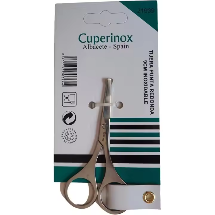 CUPERINOX  Tijeras de manicura para uñas  Tijera corta uñas con hojas curvas para las uñas de las manos  Fabricado en Acero Inoxidable 9 cm - 1