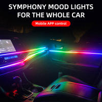 Luz Ambiental De Coche 18 En 1 Con 64 Colores Acrílico 110cm 90cm 75cm 35cm 20cm Control Bluetooth Aplicación RGB Para Interior Del Coche - details 0
