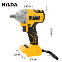 Llave De Impacto Eléctrica HILDA 21V Recargable Sin Llave De Fijación 1/2 Sin Batería Para Bricolaje En Casa Motor De Tipo Sin Escobillas Peso 1kg - details 2