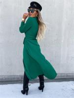 Vestido Largo Para Mujer De Otoño E Invierno Con Cuello V Y Botones Estilo Oficina Midi Color Sólido Cardigan De Manga Larga Tamaño S-3XL - details 12
