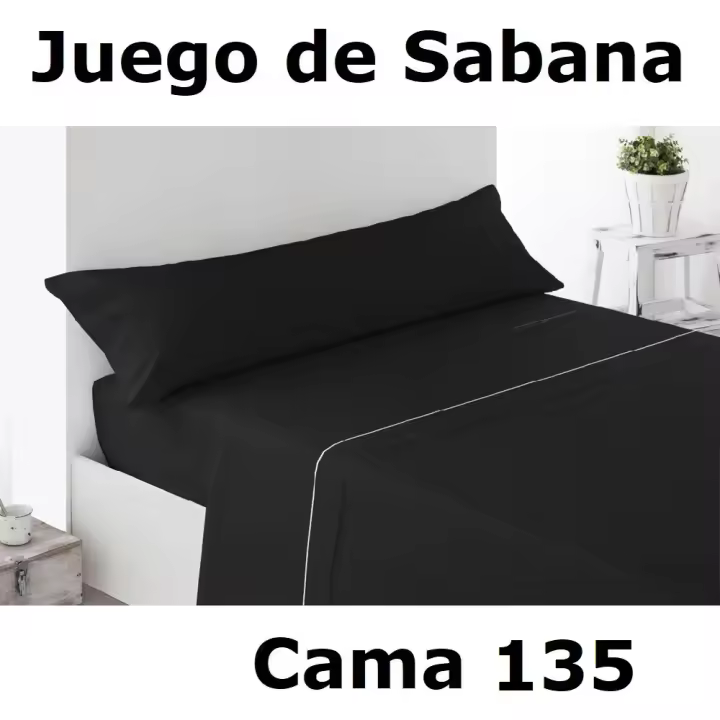 Juego de Sábanas CM para Cama de 135 - 3 Piezas - Sábana Bajera, Encimera y Funda de Almohada - Microfibra 100% Poliéster - 1