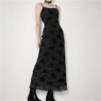 Vestido Gótico Negro Sexy Para Mujer Verano Impresión Floral Streetwear Sin Mangas Patchwork Elegante Fiesta Club Lolita Vestidos - details 6