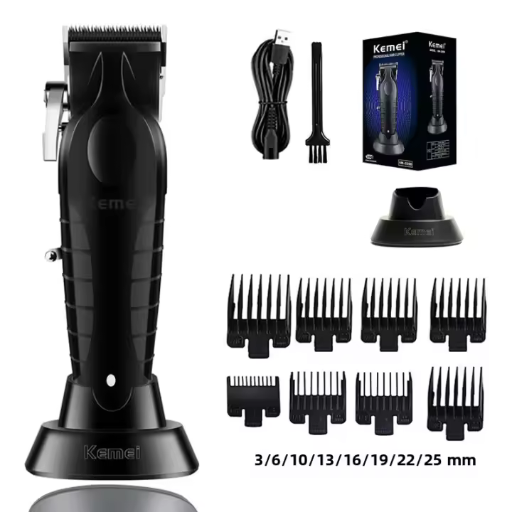 Cortador De Pelo Profesional Kemei KM-2296 Para Hombres Máquina De Corte Con Asiento Y Cargador Trimmer De Cabello Universal Recargable - 1