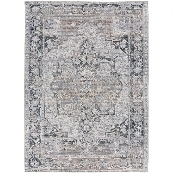 ATTICGO Alfombra de Interior Estilo Mosaico en Gris - Neila 1304 | 80X150, 120X170, 140X200, 160X230 cm - 1