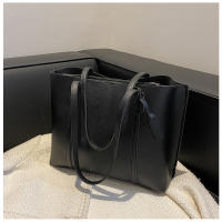 Bolso De Hombro Versátil De Cuero Suave Negro Minimalista Gran Capacidad Bolso De Tote Casual Para Mujer Estilo Inglés - details 35