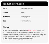 Shorts Negros Clásicos Para Hombre Quick-Drying Elastic Waist Fitness Y Deportes Corrida Pantalones De Equitación - details 1