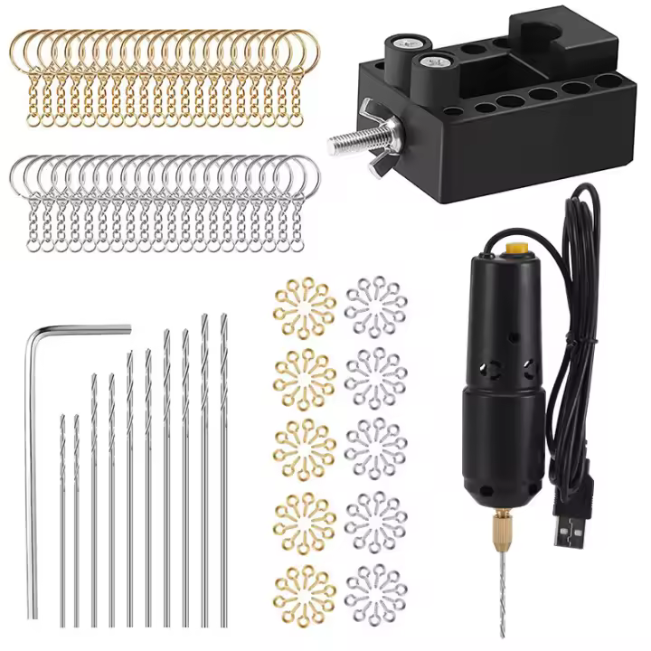 Mini taladro eléctrico DC 5V, taladro USB portátil con 10 Uds., herramienta rotativa para manualidades, para madera, papel y plástico - 1