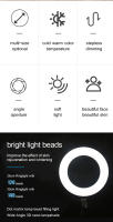 Anillo De Luz LED Para Autoefie 10" 26cm Con Trípode Soporte Para Teléfono Iluminación De Rellenar Ajustable Para Fotografía Y Streaming - details 1