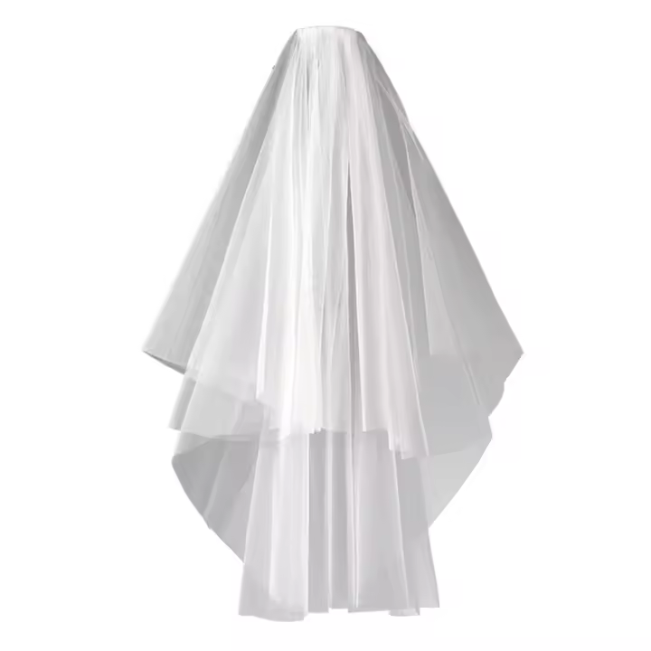 Velo De Boda Corto Y Barato Con Peine 2 Capas Estilo Corte Simples Accesorios De Novia Para Mujeres - 1