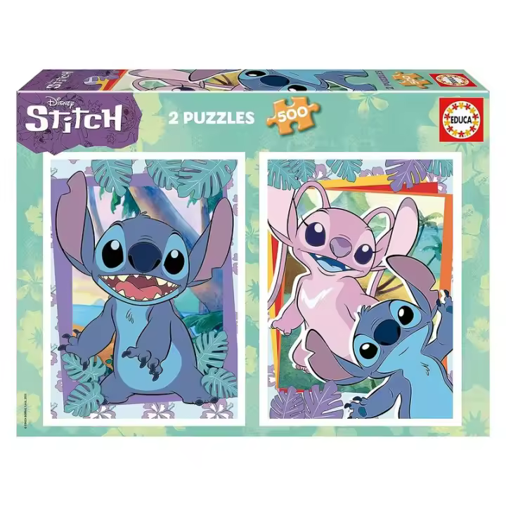 Pack de 2 Puzzles con Stitch y Angel de 500 Piezas Cada Uno - Educa Borras - 1