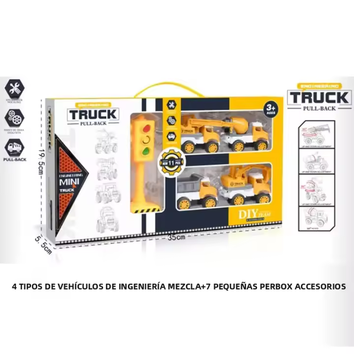 Juego De Vehículos De Ingeniería De Simulación Con Retroceso Para Niños Set De Regalo Con Vehículo De Construcción De Ciudad Resistente Al Choque - 1