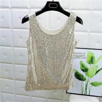 Chaleco De Noche Con Lentejuelas Para Mujer Estilo De Calle Blanca Brillante Poliéster Talla Regular Top De Verano 2022 - details 30