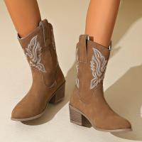 Botas Occidentales Bordadas 2024 Para Mujer Talla Grande 43 Punta Puntiaguda Botines De Otoño Estilo Cowboy Con Plataforma Cierre SLIP-ON Material De Suela RUBBER - details 14