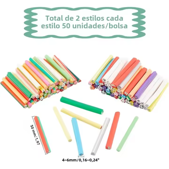 100 Pcs Polimero De Arcilla Para Uñas Artesanía DIY Charms De Frutas Y Animales Patrón Mixto Para Creación De Slime - 1