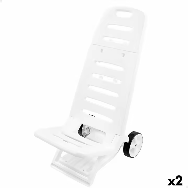 Silla de Playa Aktive Blanco Ruedas 40 x 84 x 44 cm (2 Unidades) - 1