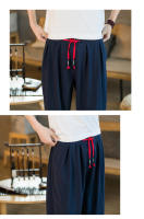 Pantalones Harem De Algodón Y Lino Para Hombres 2024 Talla M-5XL Estilo Japonés Casual Primavera Otoño Con Cuerda Suelta - details 1