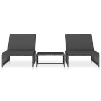 vidaXL Sillas de jardín reclinables con mesa 2 uds ratán PE Marrón y blanco, Negro y blanco, Gris Sillas de Exterior Ideal para jardín, playa, piscina, terraza Tumbona Piscina Tumbonas Playa Tumbonas Jardín Exterior - details 2